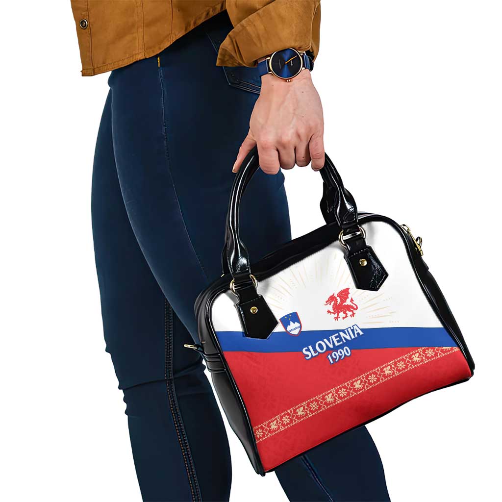 Slovenian Independence Shoulder Handbag 1990 Tribute with Dragon Emblem and Alpine Legacy