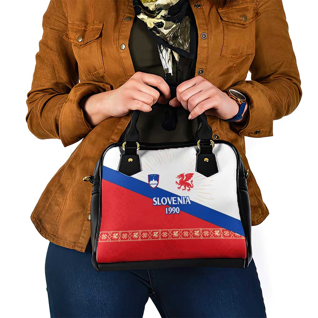 Slovenian Independence Shoulder Handbag 1990 Tribute with Dragon Emblem and Alpine Legacy