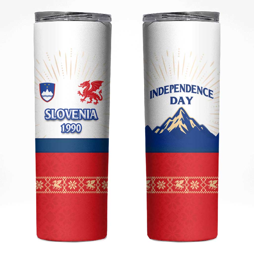 Slovenian Independence Skinny Tumbler 1990 Tribute with Dragon Emblem and Alpine Legacy