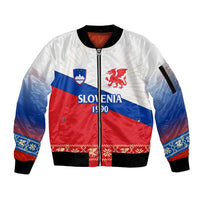 Slovenian Independence Sleeve Zip Bomber Jacket 1990 Tribute with Dragon Emblem and Alpine Legacy