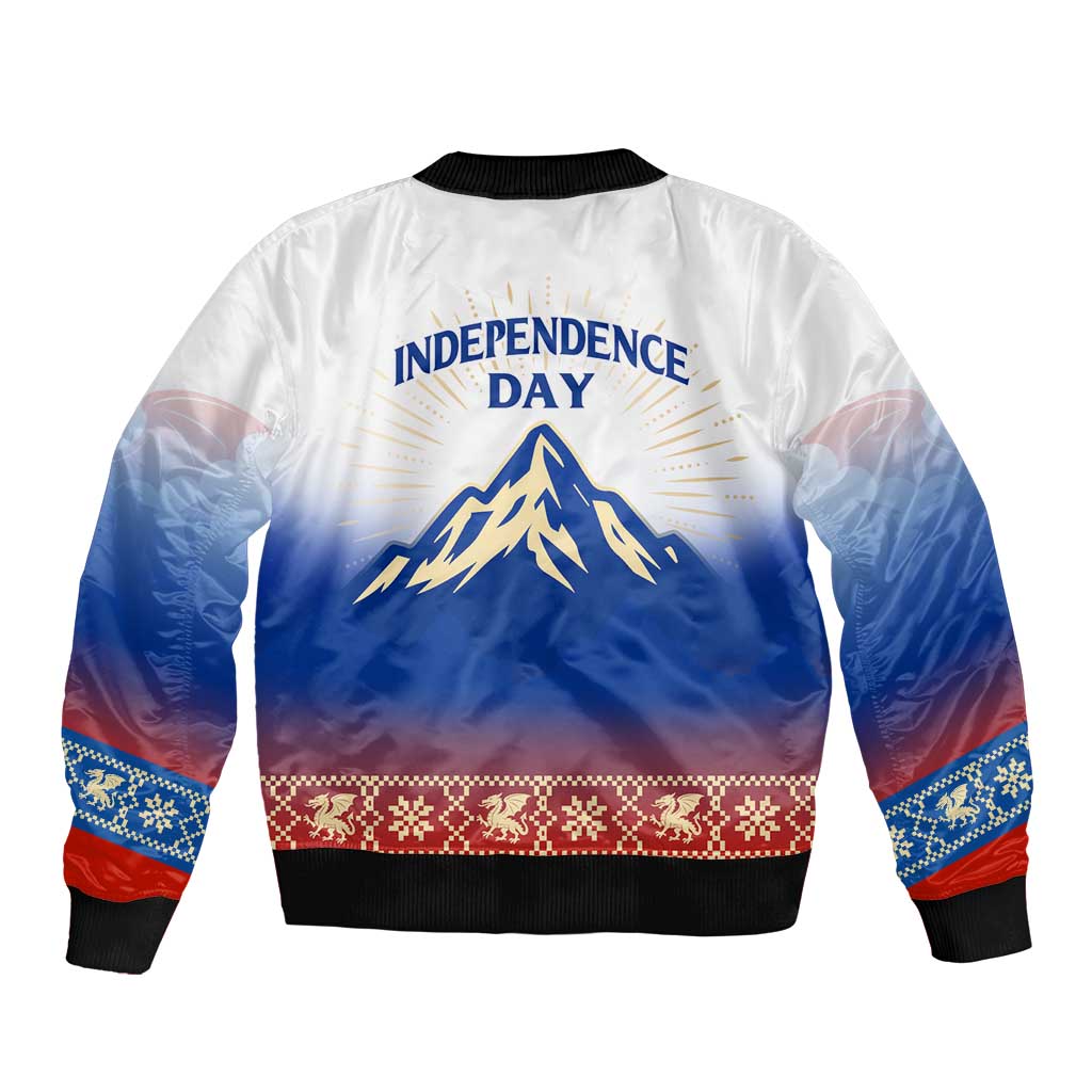 Slovenian Independence Sleeve Zip Bomber Jacket 1990 Tribute with Dragon Emblem and Alpine Legacy
