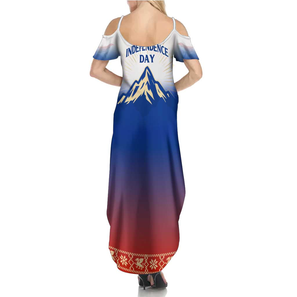Slovenian Independence Summer Maxi Dress 1990 Tribute with Dragon Emblem and Alpine Legacy