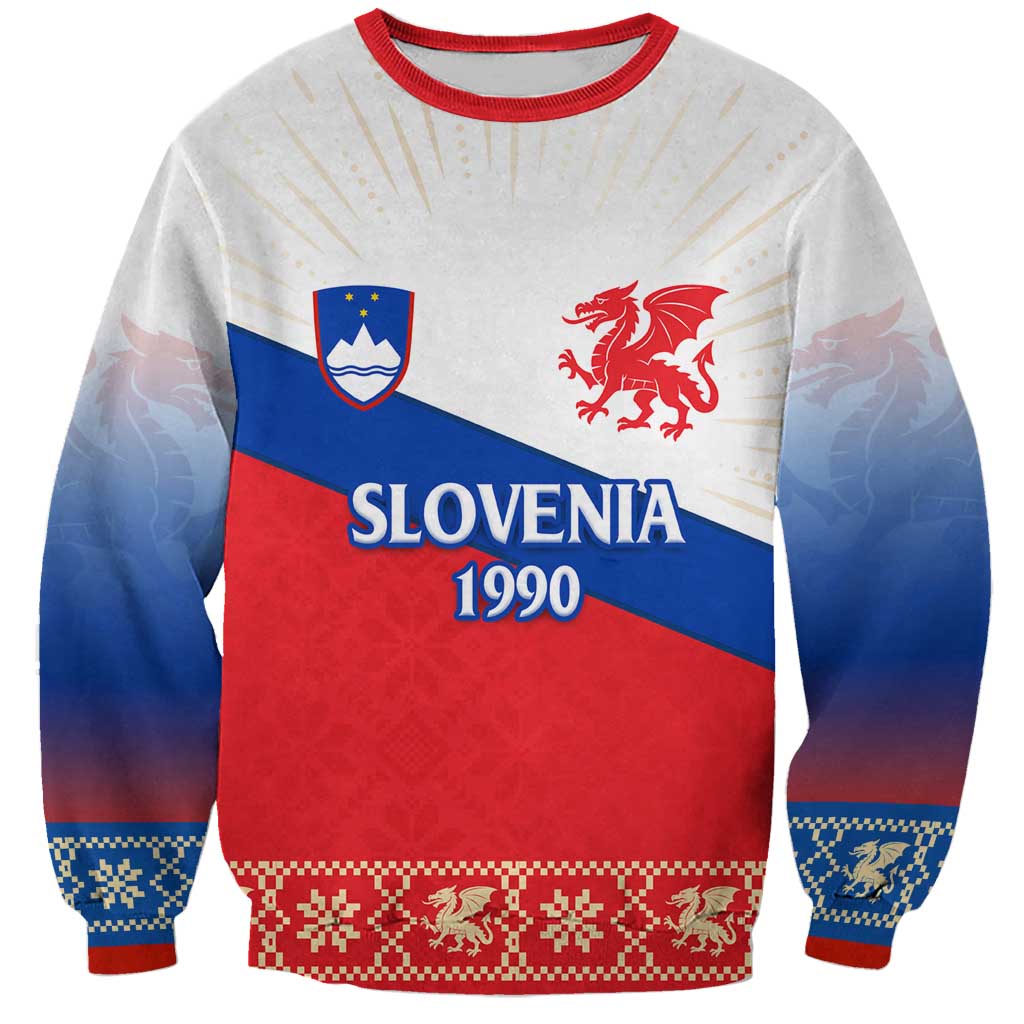 Slovenian Independence Sweatshirt 1990 Tribute with Dragon Emblem and Alpine Legacy