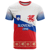 Slovenian Independence T Shirt 1990 Tribute with Dragon Emblem and Alpine Legacy