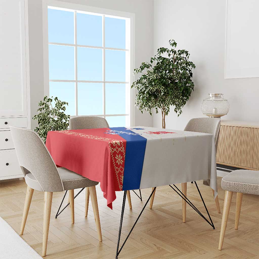 Slovenian Independence Tablecloth 1990 Tribute with Dragon Emblem and Alpine Legacy