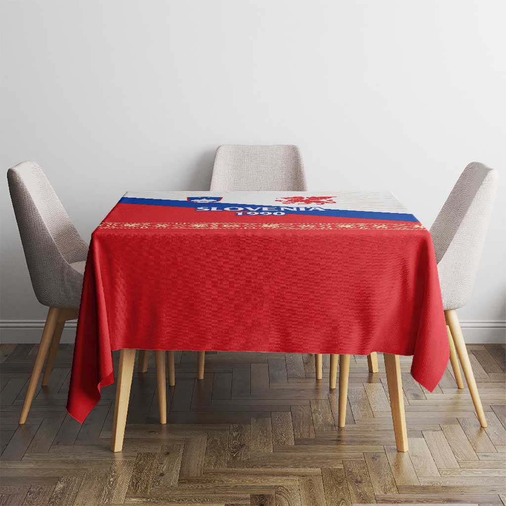 Slovenian Independence Tablecloth 1990 Tribute with Dragon Emblem and Alpine Legacy