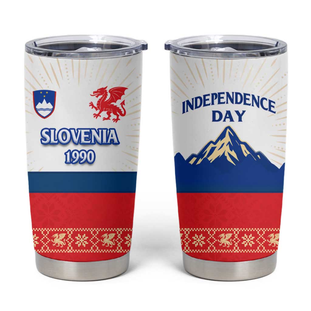 Slovenian Independence Tumbler Cup 1990 Tribute with Dragon Emblem and Alpine Legacy