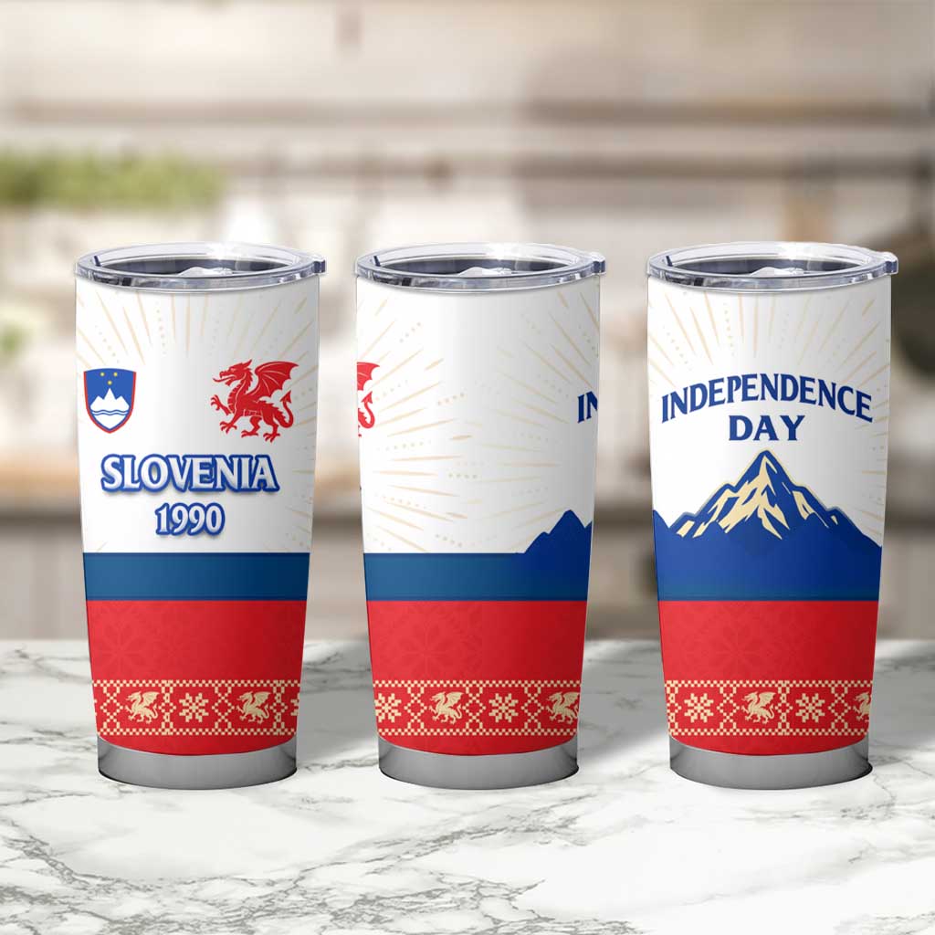 Slovenian Independence Tumbler Cup 1990 Tribute with Dragon Emblem and Alpine Legacy