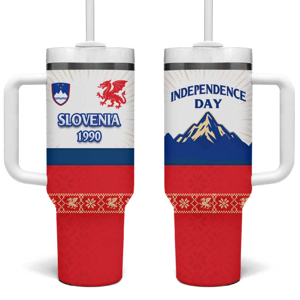 Slovenian Independence Tumbler With Handle 1990 Tribute with Dragon Emblem and Alpine Legacy