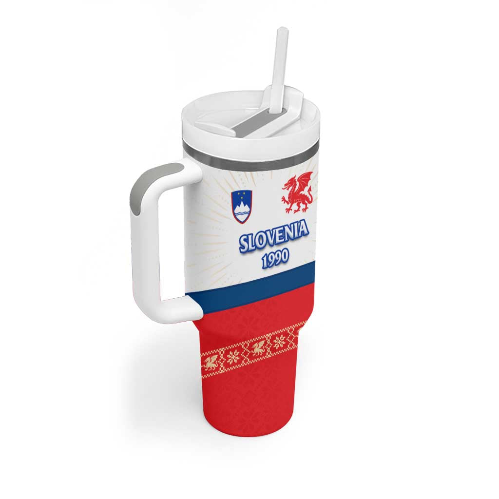 Slovenian Independence Tumbler With Handle 1990 Tribute with Dragon Emblem and Alpine Legacy