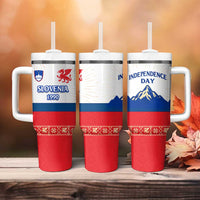 Slovenian Independence Tumbler With Handle 1990 Tribute with Dragon Emblem and Alpine Legacy