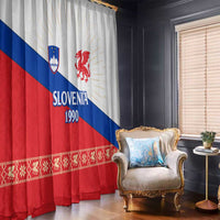 Slovenian Independence Window Curtain 1990 Tribute with Dragon Emblem and Alpine Legacy