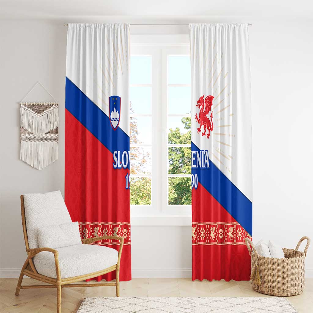 Slovenian Independence Window Curtain 1990 Tribute with Dragon Emblem and Alpine Legacy
