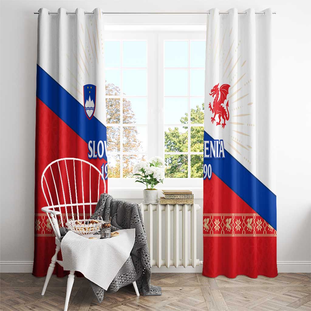 Slovenian Independence Window Curtain 1990 Tribute with Dragon Emblem and Alpine Legacy
