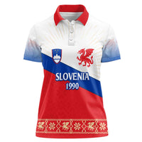 Slovenian Independence Women Polo Shirt 1990 Tribute with Dragon Emblem and Alpine Legacy