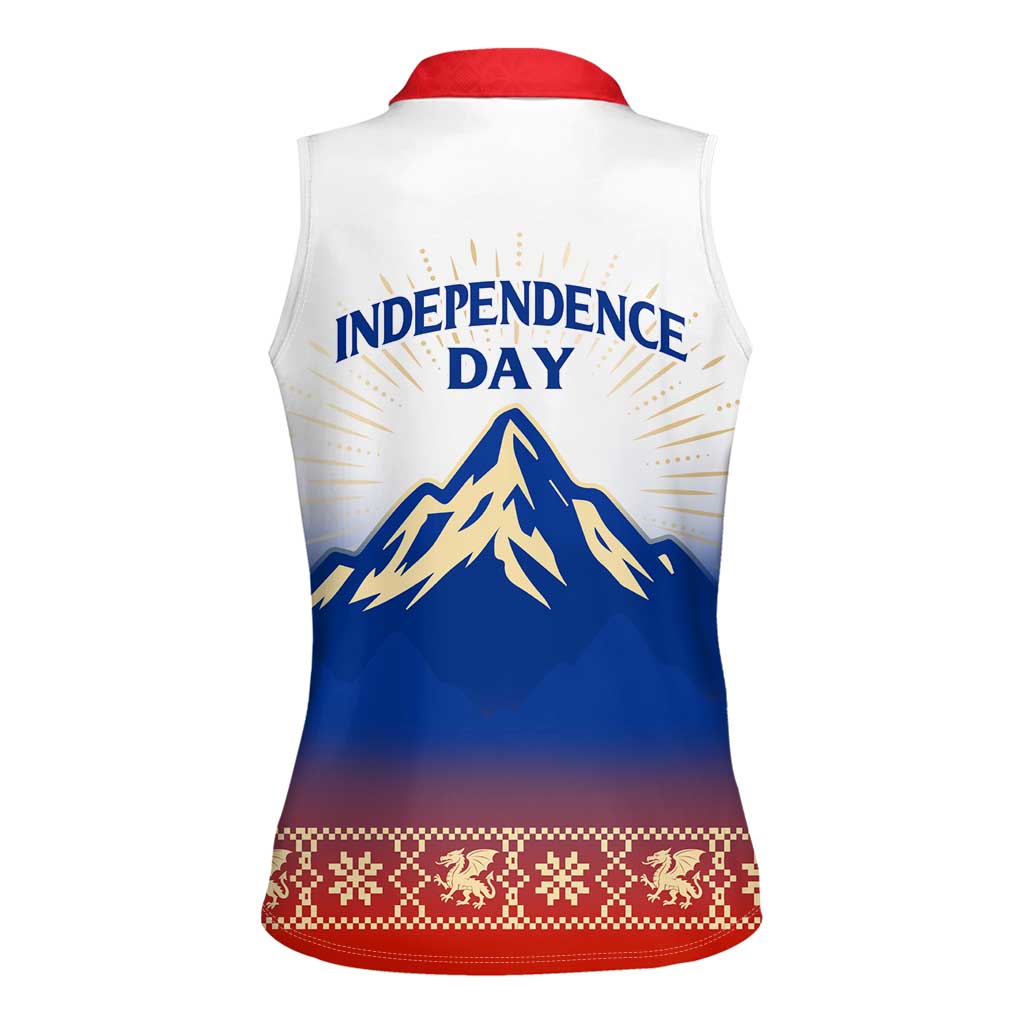 Slovenian Independence Women Sleeveless Polo Shirt 1990 Tribute with Dragon Emblem and Alpine Legacy