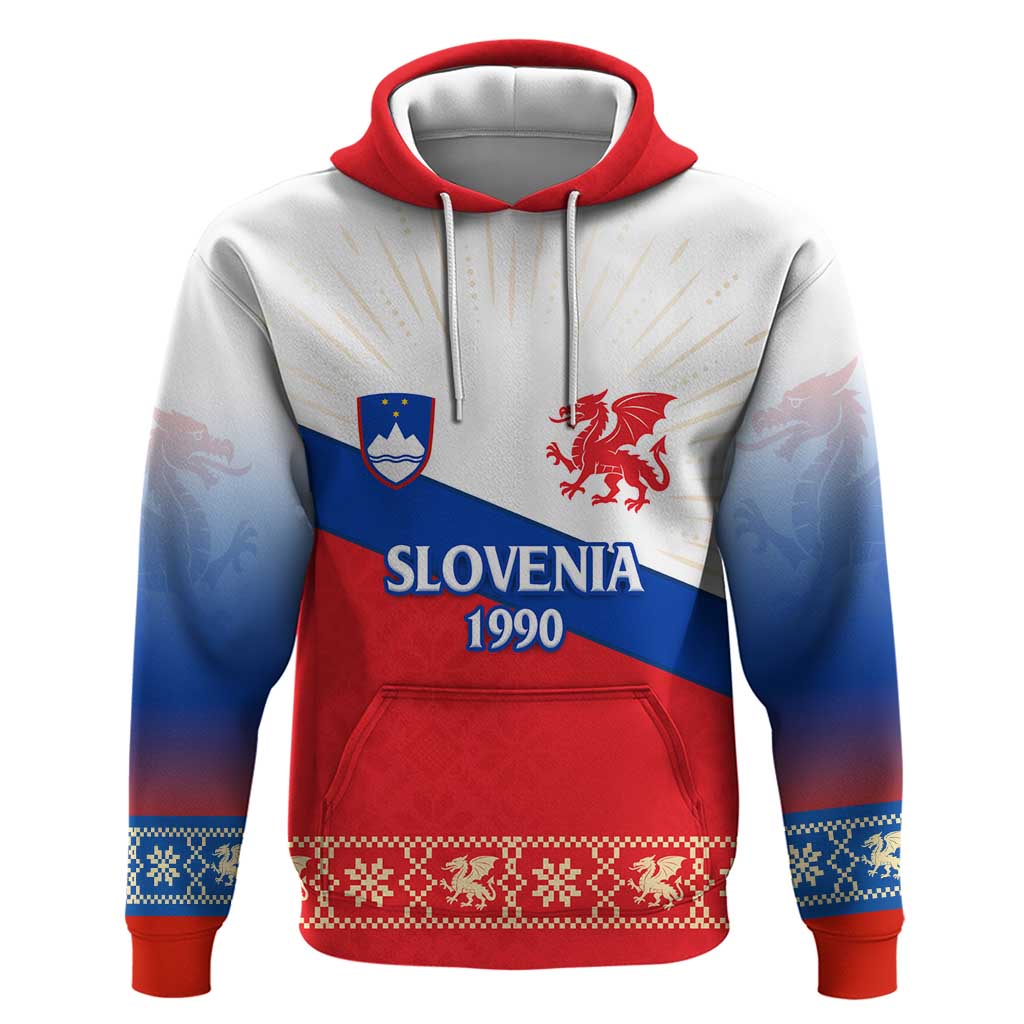 Slovenian Independence Zip Hoodie 1990 Tribute with Dragon Emblem and Alpine Legacy