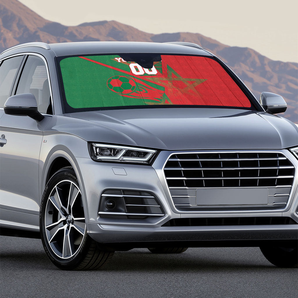 Personalized Morocco Football Auto Sun Shade Geometric Star Flag Soccer National Pride