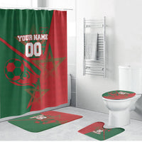 Personalized Morocco Football Bathroom Set Geometric Star Flag Soccer National Pride