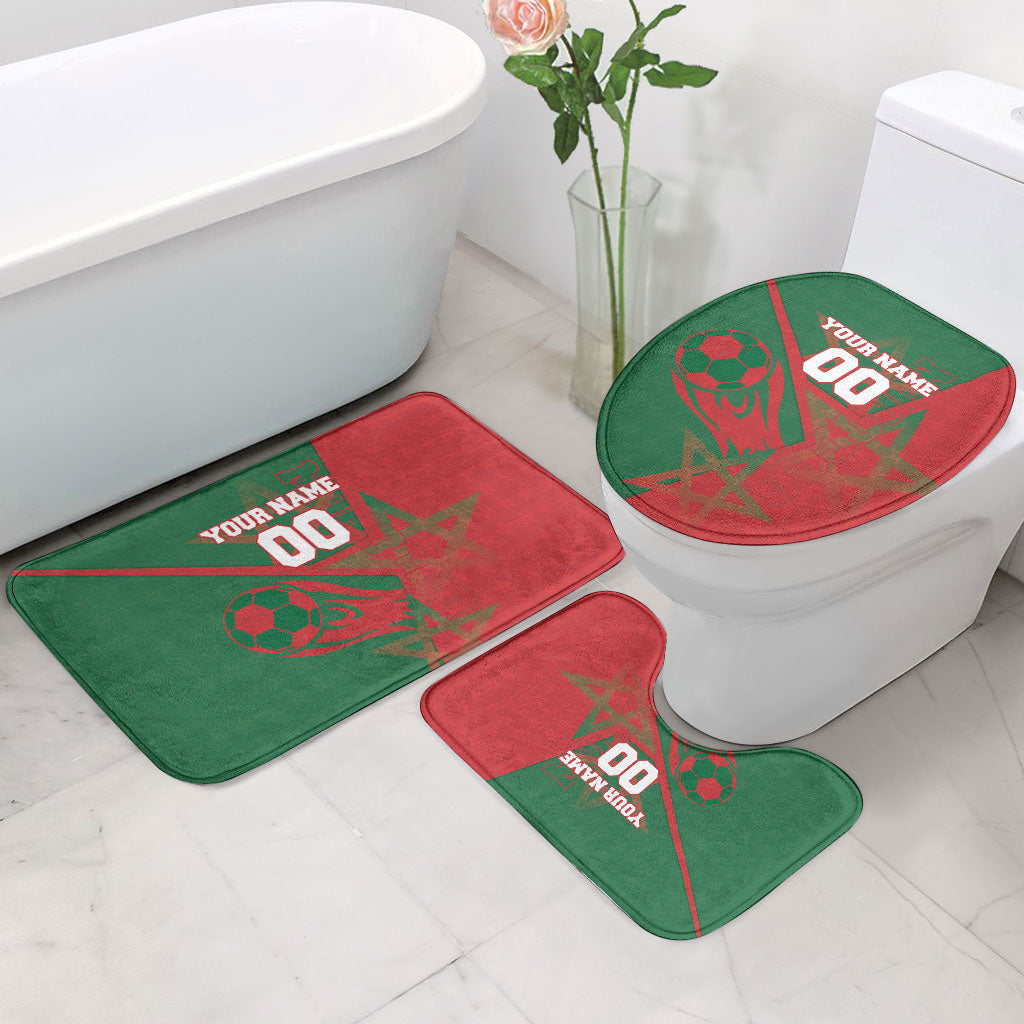 Personalized Morocco Football Bathroom Set Geometric Star Flag Soccer National Pride
