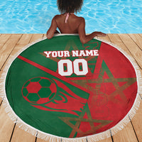 Personalized Morocco Football Beach Blanket Geometric Star Flag Soccer National Pride