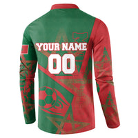 Personalized Morocco Football Button Sweatshirt Geometric Star Flag Soccer National Pride