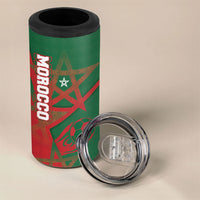 Personalized Morocco Football 4 in 1 Can Cooler Tumbler Geometric Star Flag Soccer National Pride