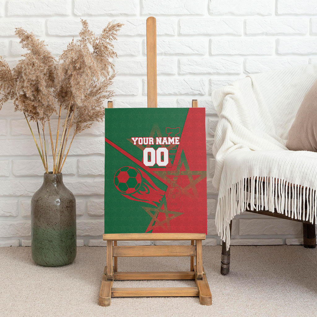 Personalized Morocco Football Canvas Wall Art Geometric Star Flag Soccer National Pride