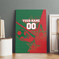 Personalized Morocco Football Canvas Wall Art Geometric Star Flag Soccer National Pride