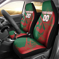 Personalized Morocco Football Car Seat Cover Geometric Star Flag Soccer National Pride