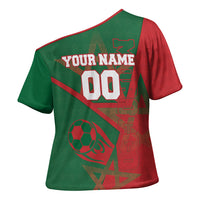 Personalized Morocco Football Cross Shoulder Shirt Geometric Star Flag Soccer National Pride