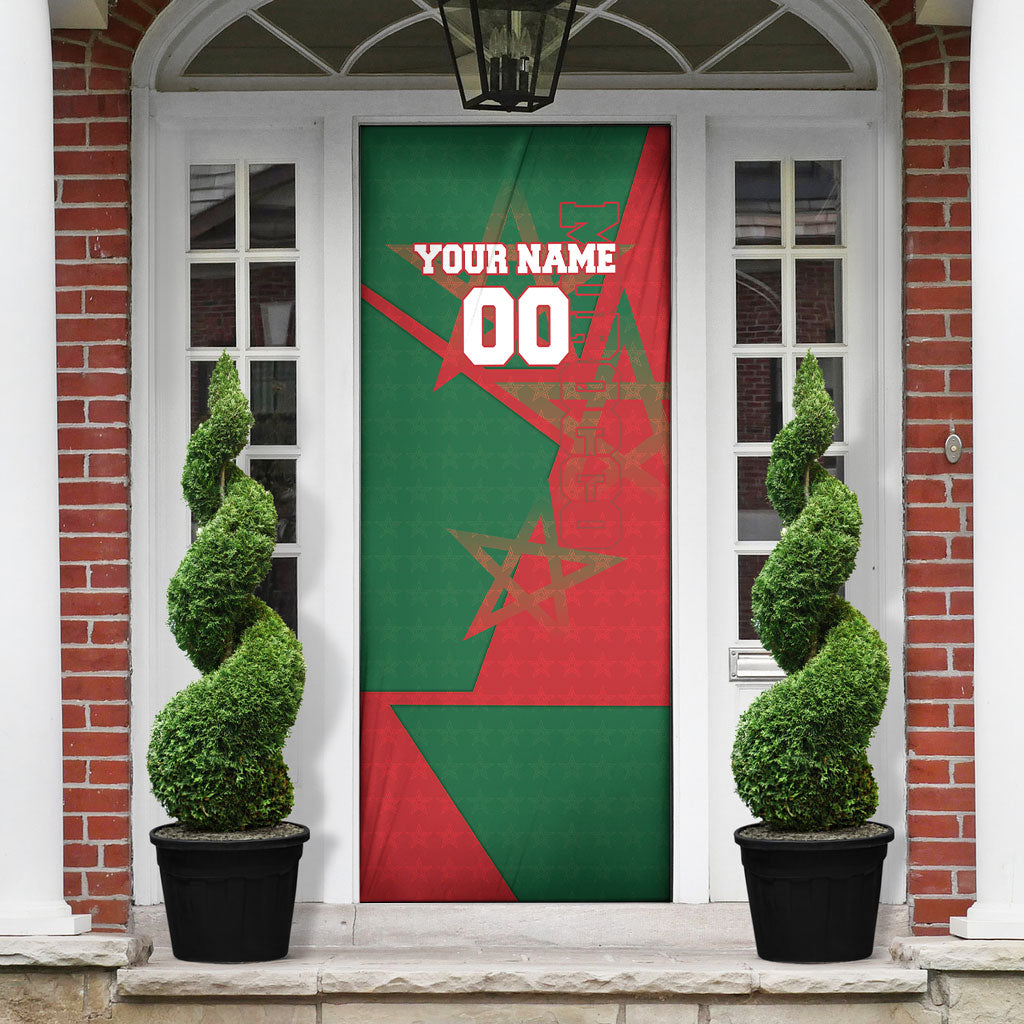 Personalized Morocco Football Door Cover Geometric Star Flag Soccer National Pride