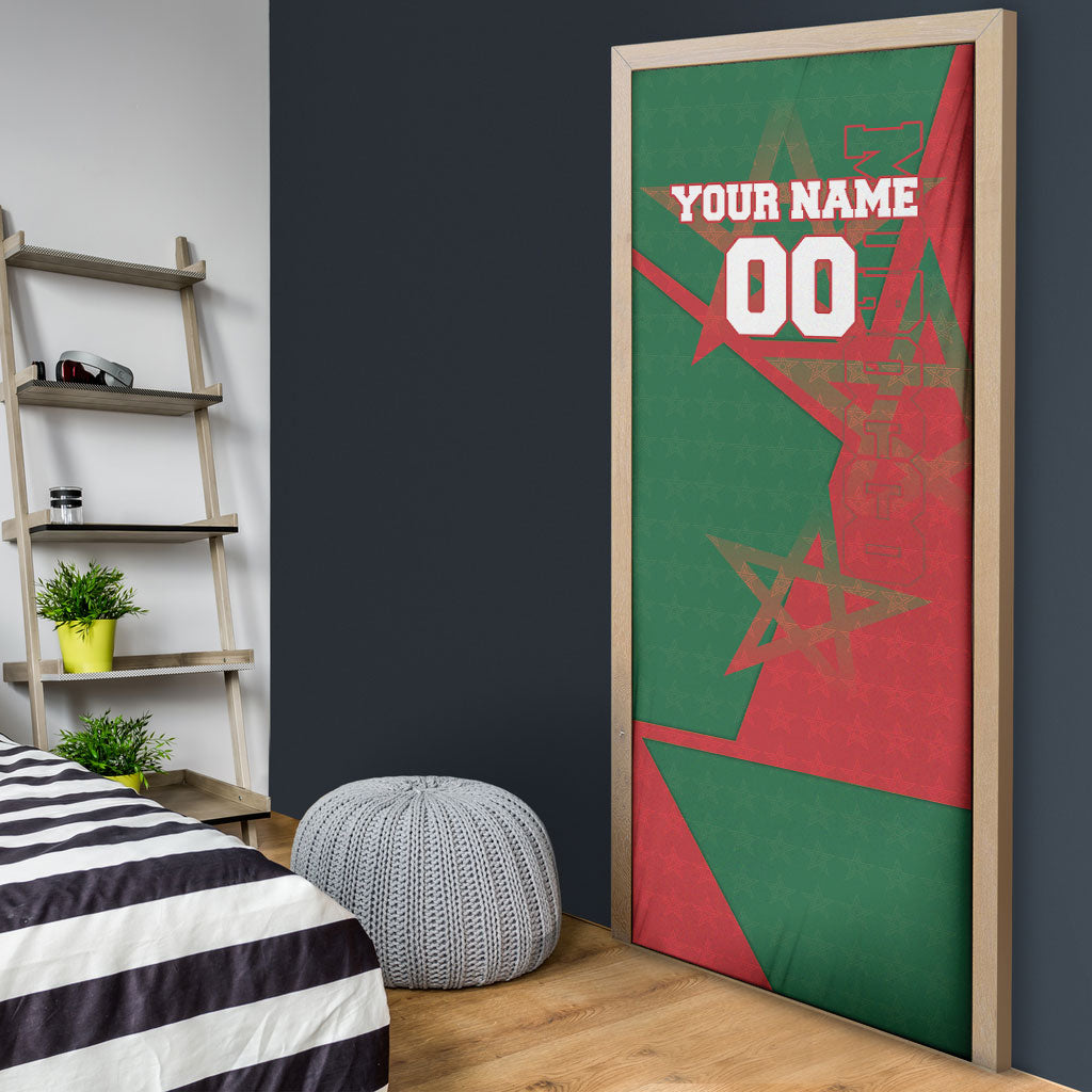 Personalized Morocco Football Door Cover Geometric Star Flag Soccer National Pride
