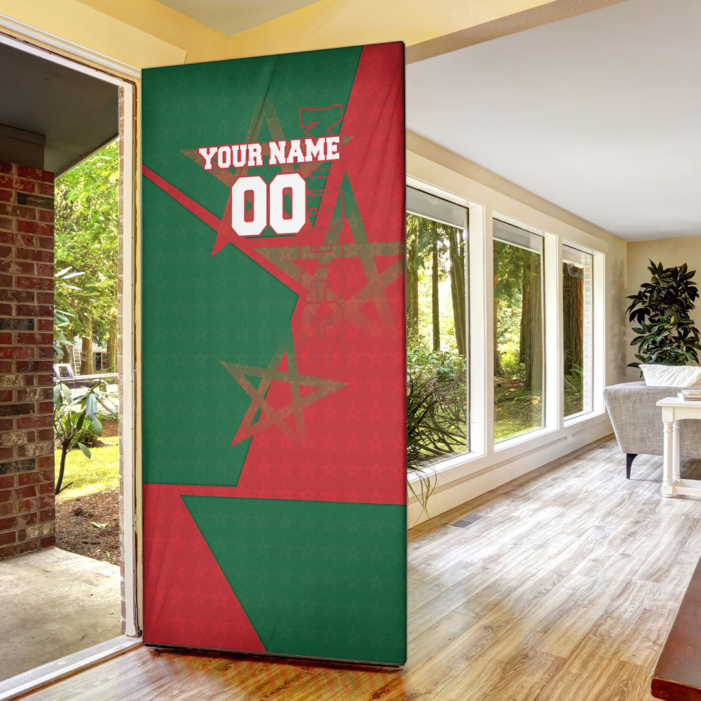 Personalized Morocco Football Door Cover Geometric Star Flag Soccer National Pride