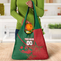 Personalized Morocco Football Grocery Bag Geometric Star Flag Soccer National Pride