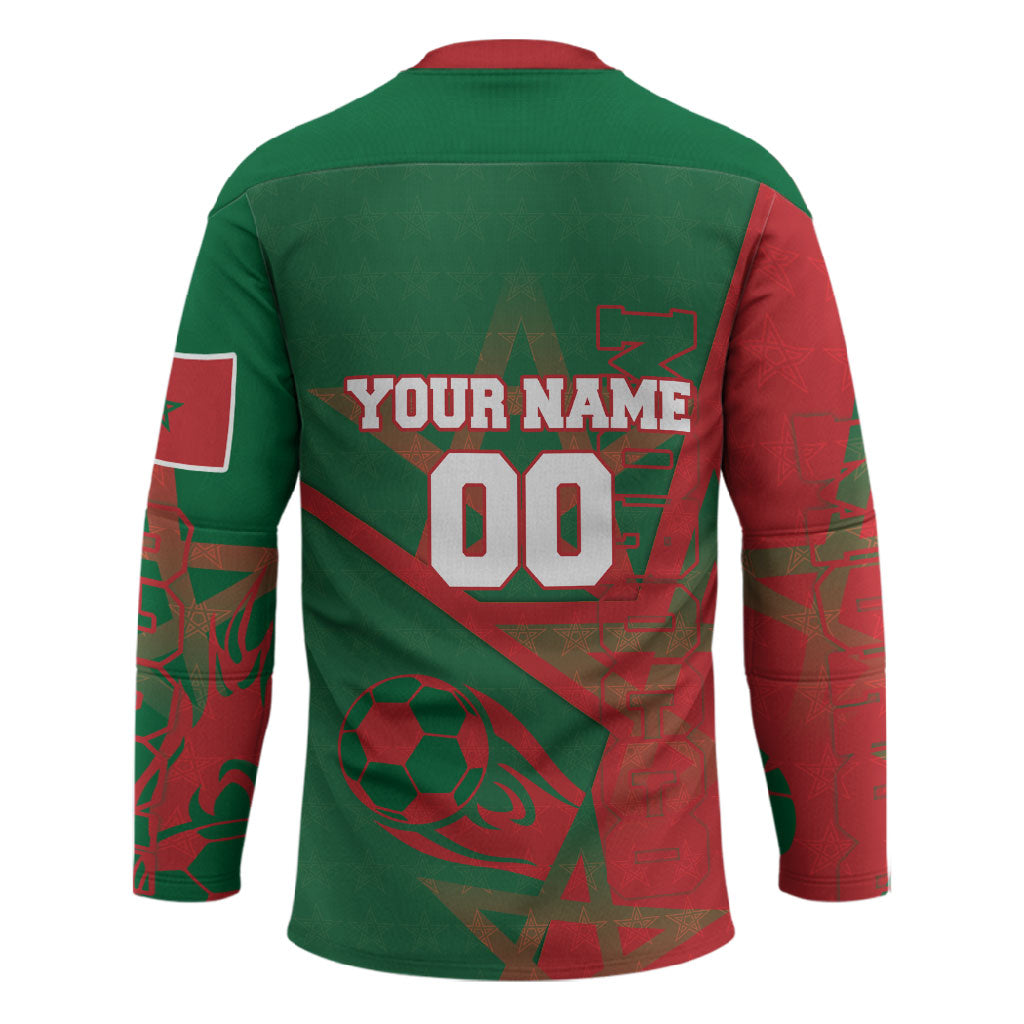 Personalized Morocco Football Hockey Jersey Geometric Star Flag Soccer National Pride