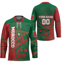 Personalized Morocco Football Hockey Jersey Geometric Star Flag Soccer National Pride