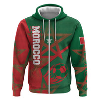 Personalized Morocco Football Hoodie Geometric Star Flag Soccer National Pride