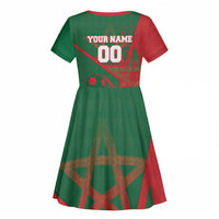 Personalized Morocco Football Kid Short Sleeve Dress Geometric Star Flag Soccer National Pride