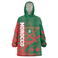Personalized Morocco Football Kid Wearable Blanket Hoodie Geometric Star Flag Soccer National Pride