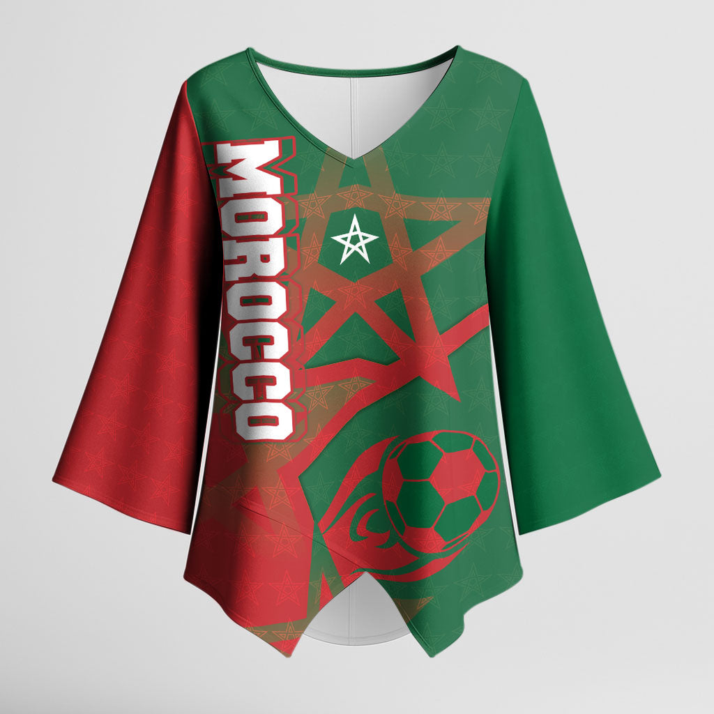 Personalized Morocco Football Kimono Sleeve Blouse Geometric Star Flag Soccer National Pride