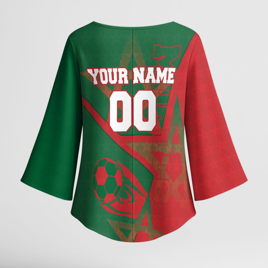 Personalized Morocco Football Kimono Sleeve Blouse Geometric Star Flag Soccer National Pride