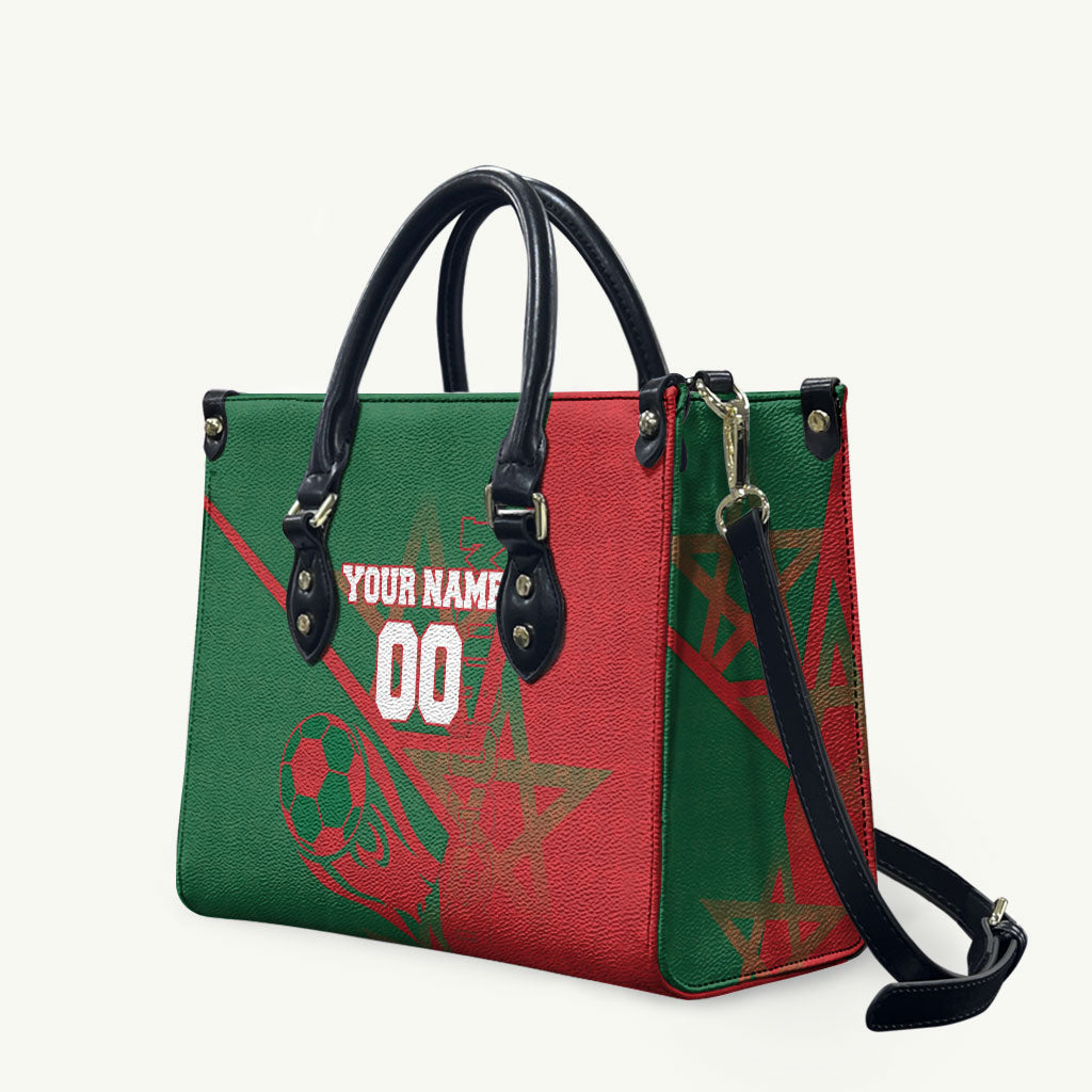 Personalized Morocco Football Leather Bag Geometric Star Flag Soccer National Pride