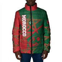 Personalized Morocco Football Padded Jacket Geometric Star Flag Soccer National Pride