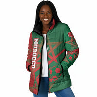 Personalized Morocco Football Padded Jacket Geometric Star Flag Soccer National Pride