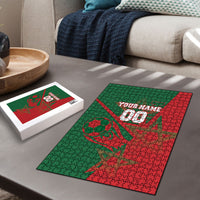 Personalized Morocco Football Puzzle Geometric Star Flag Soccer National Pride