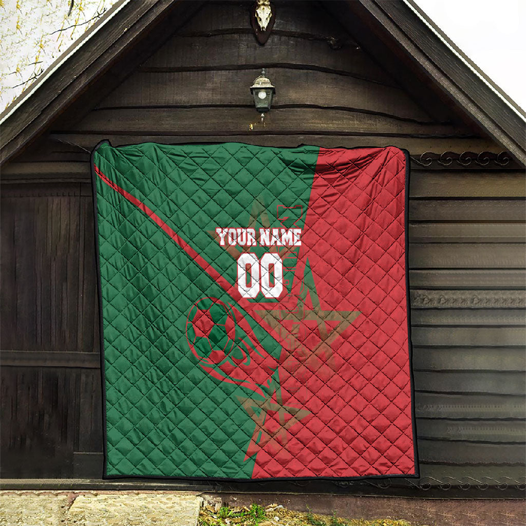 Personalized Morocco Football Quilt Geometric Star Flag Soccer National Pride