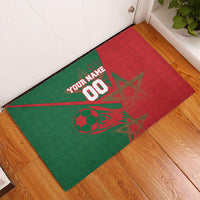 Personalized Morocco Football Rubber Doormat Geometric Star Flag Soccer National Pride