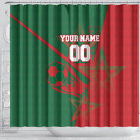 Personalized Morocco Football Shower Curtain Geometric Star Flag Soccer National Pride