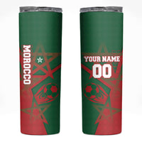 Personalized Morocco Football Skinny Tumbler Geometric Star Flag Soccer National Pride